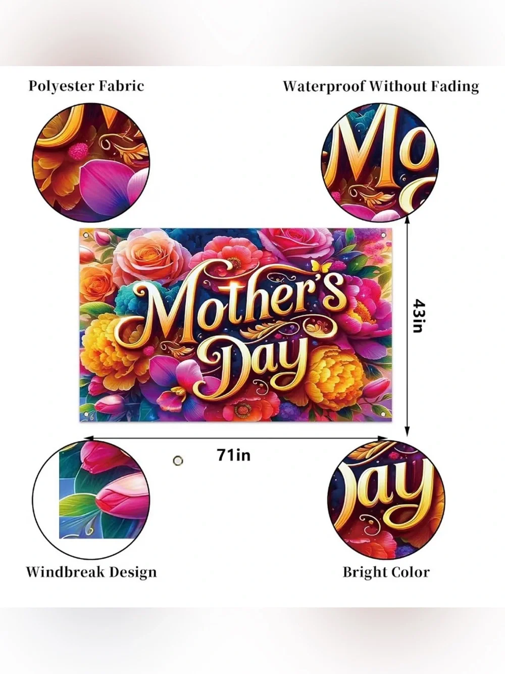 New 3.5 x 5 ft Mother's Day Floral Photography Backdrop - Vibrant Multicolor